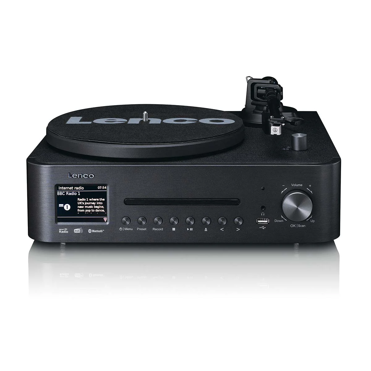 Lenco MC-760BK - Chaîne hi-fi avec platine vinyle et haut-parleurs - Radio Internet, DAB+, FM, Bluetooth®, lecteur CD/MP3 - Noir - Image 3