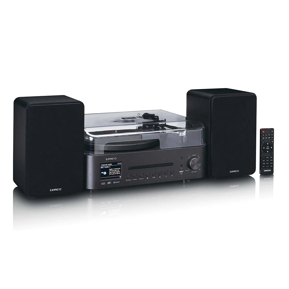 Lenco MC-760BK - Chaîne hi-fi avec platine vinyle et haut-parleurs - Radio Internet, DAB+, FM, Bluetooth®, lecteur CD/MP3 - Noir - Image 5