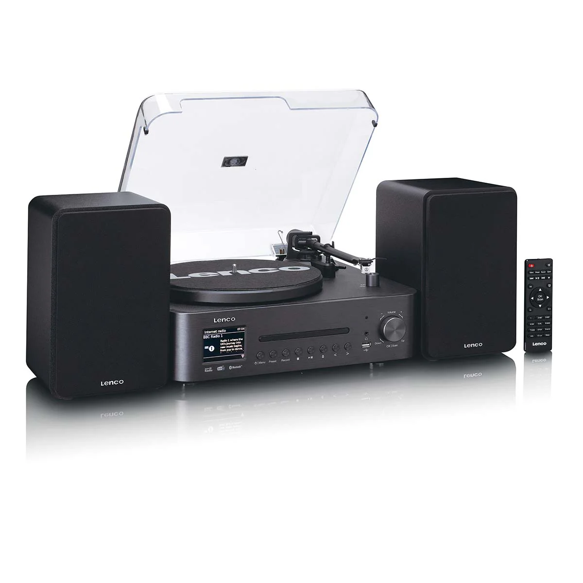 Lenco MC-760BK - Chaîne hi-fi avec platine vinyle et haut-parleurs - Radio Internet, DAB+, FM, Bluetooth®, lecteur CD/MP3 - Noir - Image 6