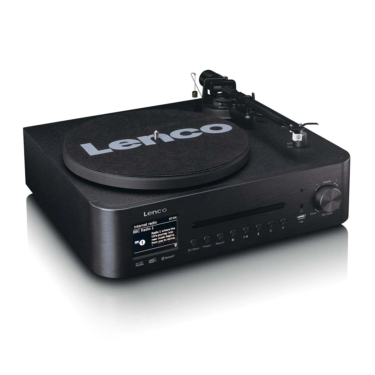 Lenco MC-760BK - Chaîne hi-fi avec platine vinyle et haut-parleurs - Radio Internet, DAB+, FM, Bluetooth®, lecteur CD/MP3 - Noir - Image 7