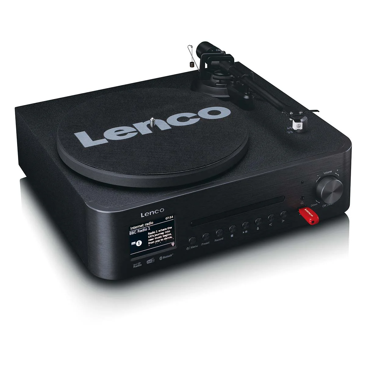 Lenco MC-760BK - Chaîne hi-fi avec platine vinyle et haut-parleurs - Radio Internet, DAB+, FM, Bluetooth®, lecteur CD/MP3 - Noir - Image 8