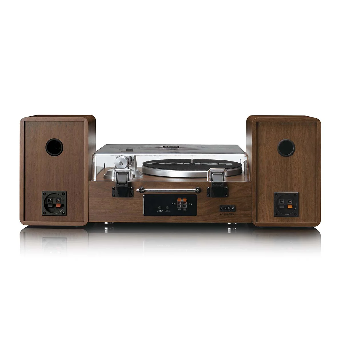 LENCO MC-860WDSI - Chaîne hi-fi avec platine vinyle et enceintes - Radio Internet, DAB+, FM, Bluetooth®, lecteur CD/MP3 - Bois/argent - Image 4
