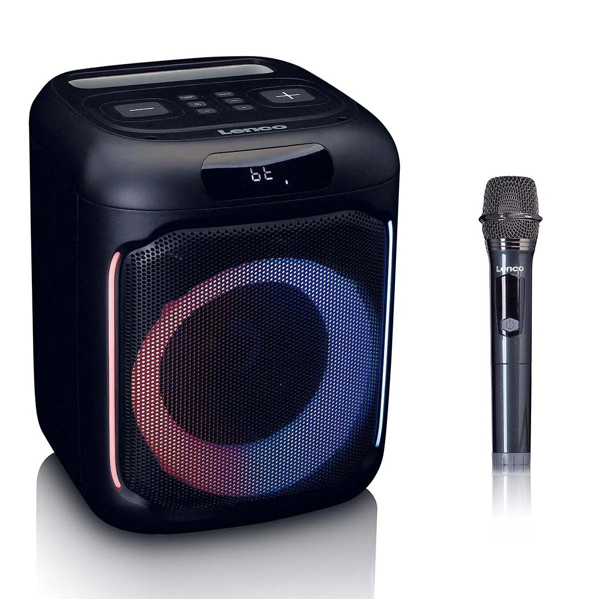 Lenco PA-101BK - Enceinte Bluetooth avec effets lumineux LED - 100W RMS, USB, autonomie de batterie de 14 heures - Noir - Image 4