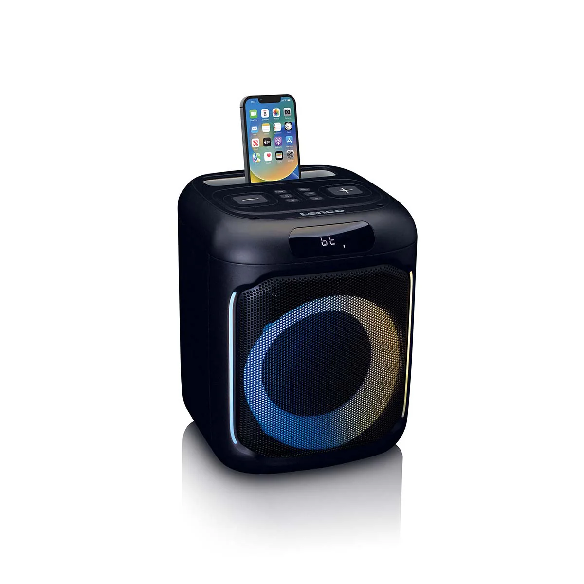 Lenco PA-101BK - Enceinte Bluetooth avec effets lumineux LED - 100W RMS, USB, autonomie de batterie de 14 heures - Noir - Image 8