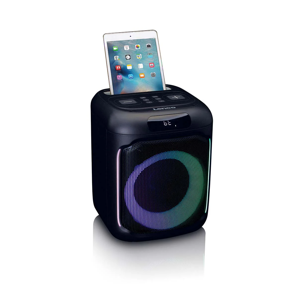 Lenco PA-101BK - Enceinte Bluetooth avec effets lumineux LED - 100W RMS, USB, autonomie de batterie de 14 heures - Noir - Image 9