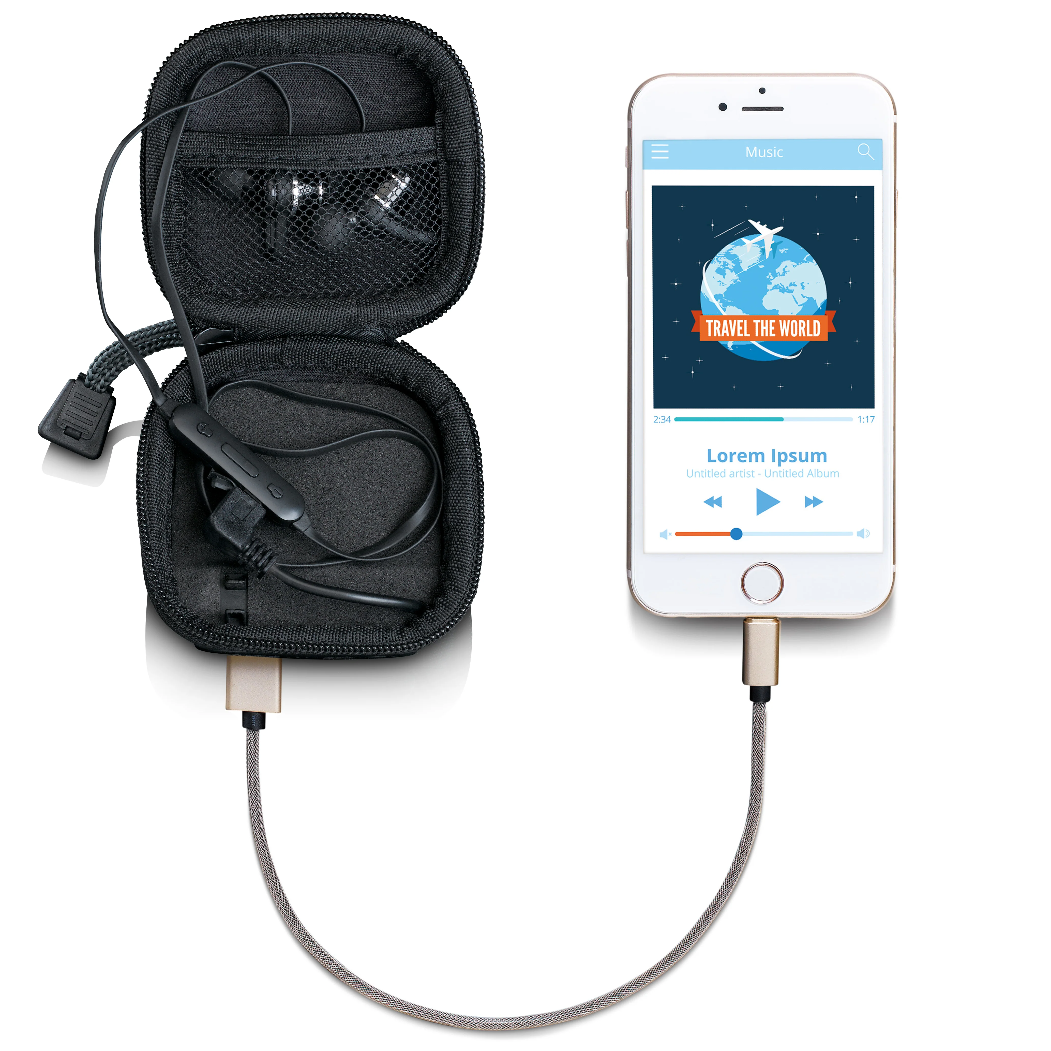 Lenco PBC-10GY - Étui avec chargeur portable intégré - Gris - Image 6