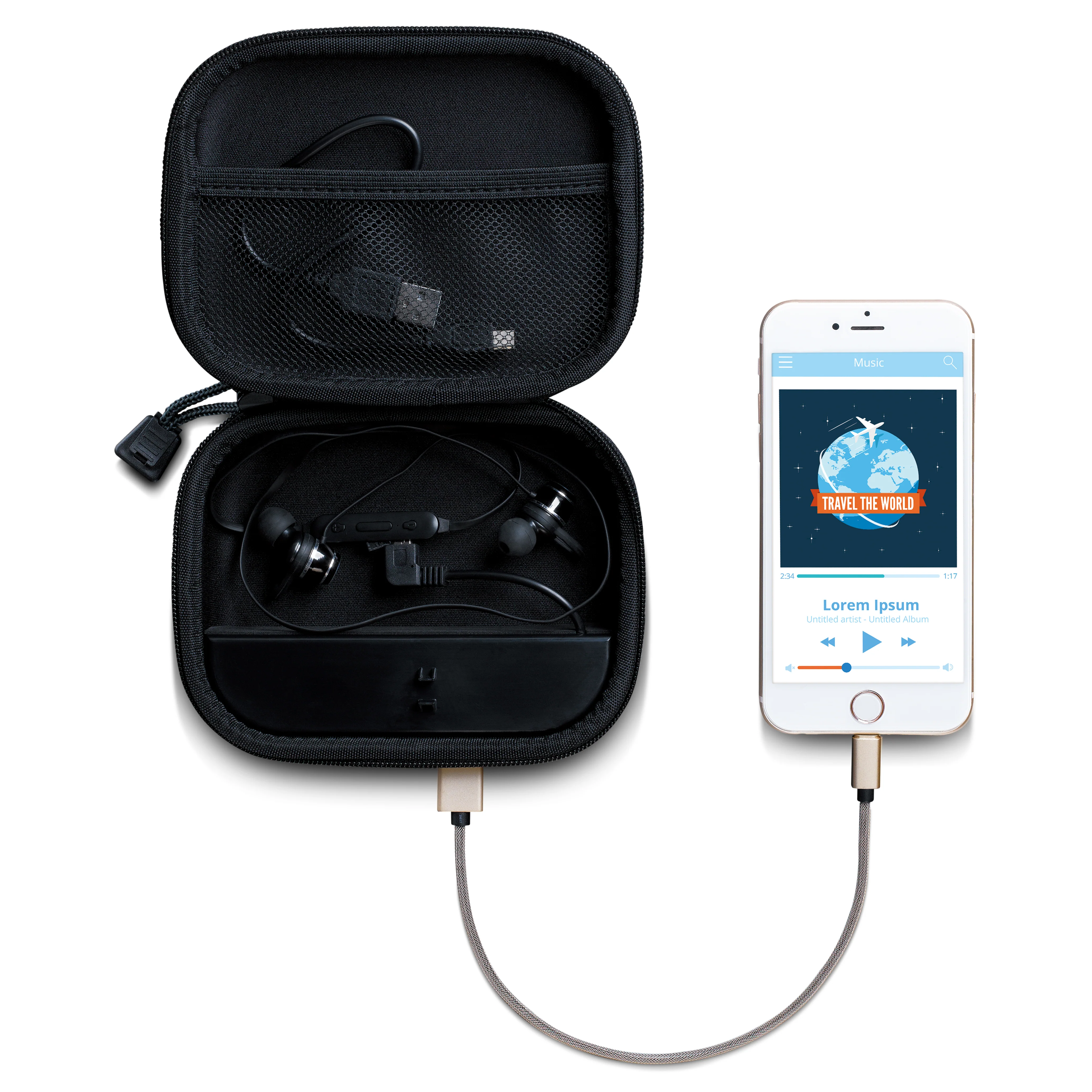 Lenco PBC-20GY - Étui avec chargeur portable intégré - Gris - Image 6