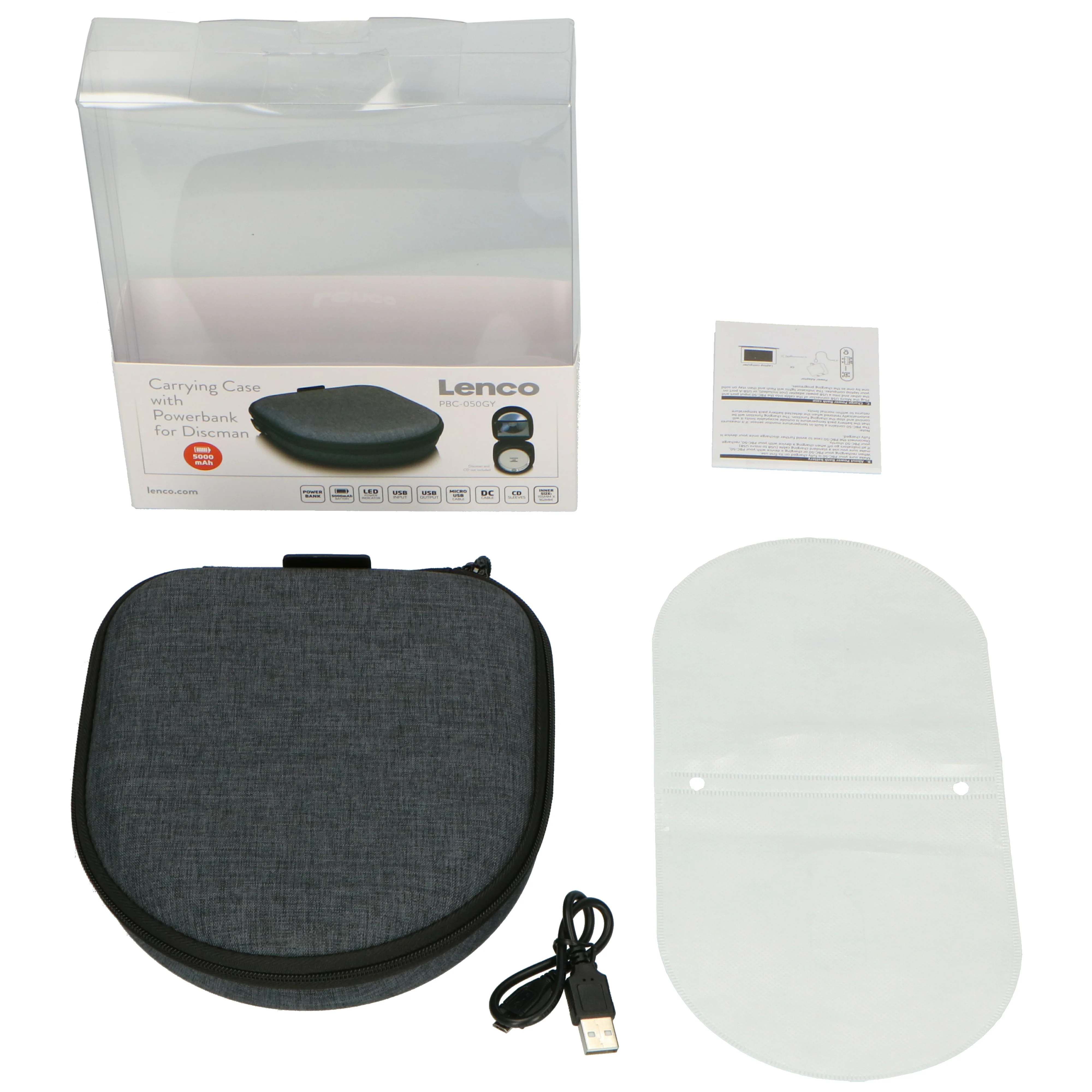 Lenco PBC-50GY - Étui avec chargeur portable intégré - Gris - Image 11