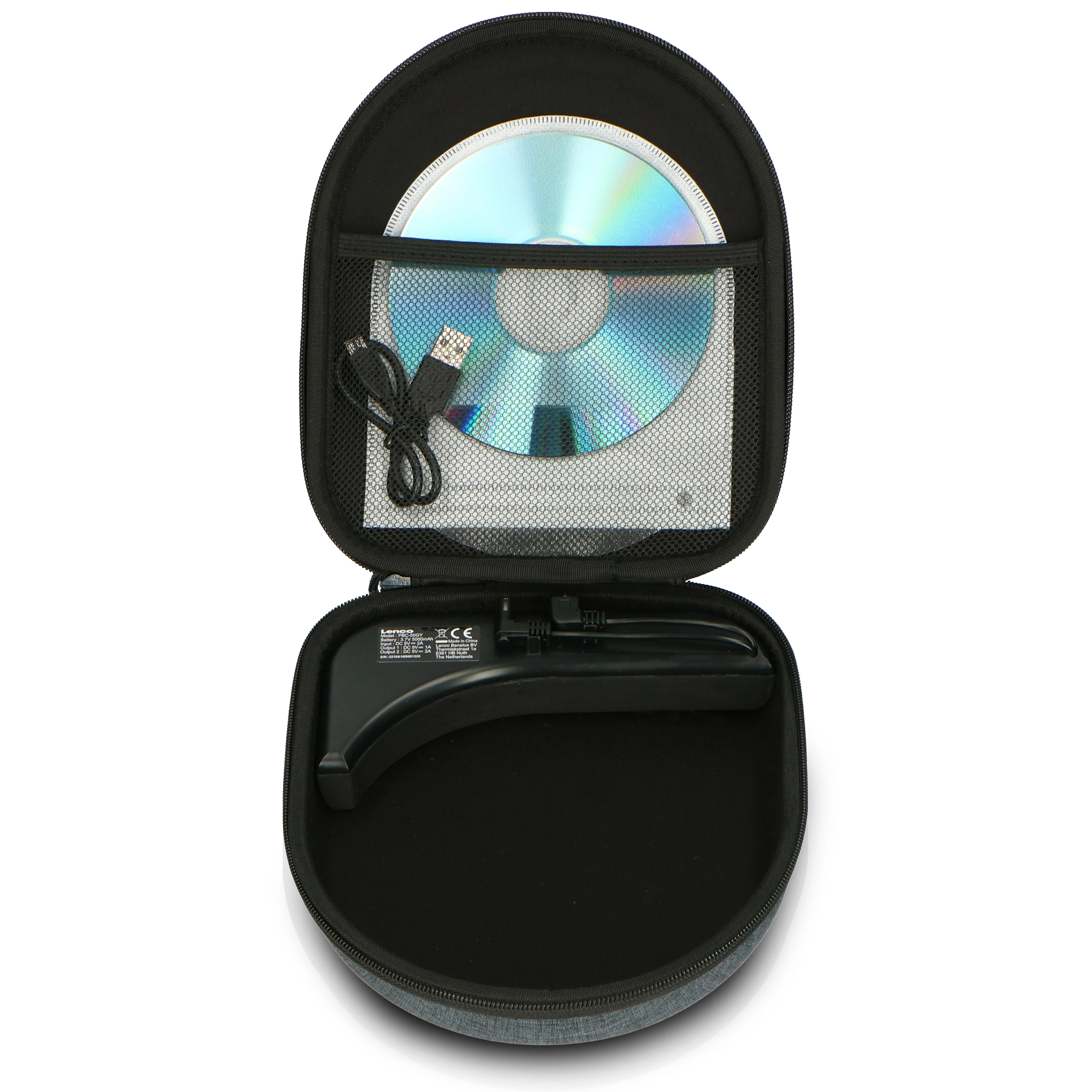 Lenco PBC-50GY - Étui avec chargeur portable intégré - Gris - Image 8