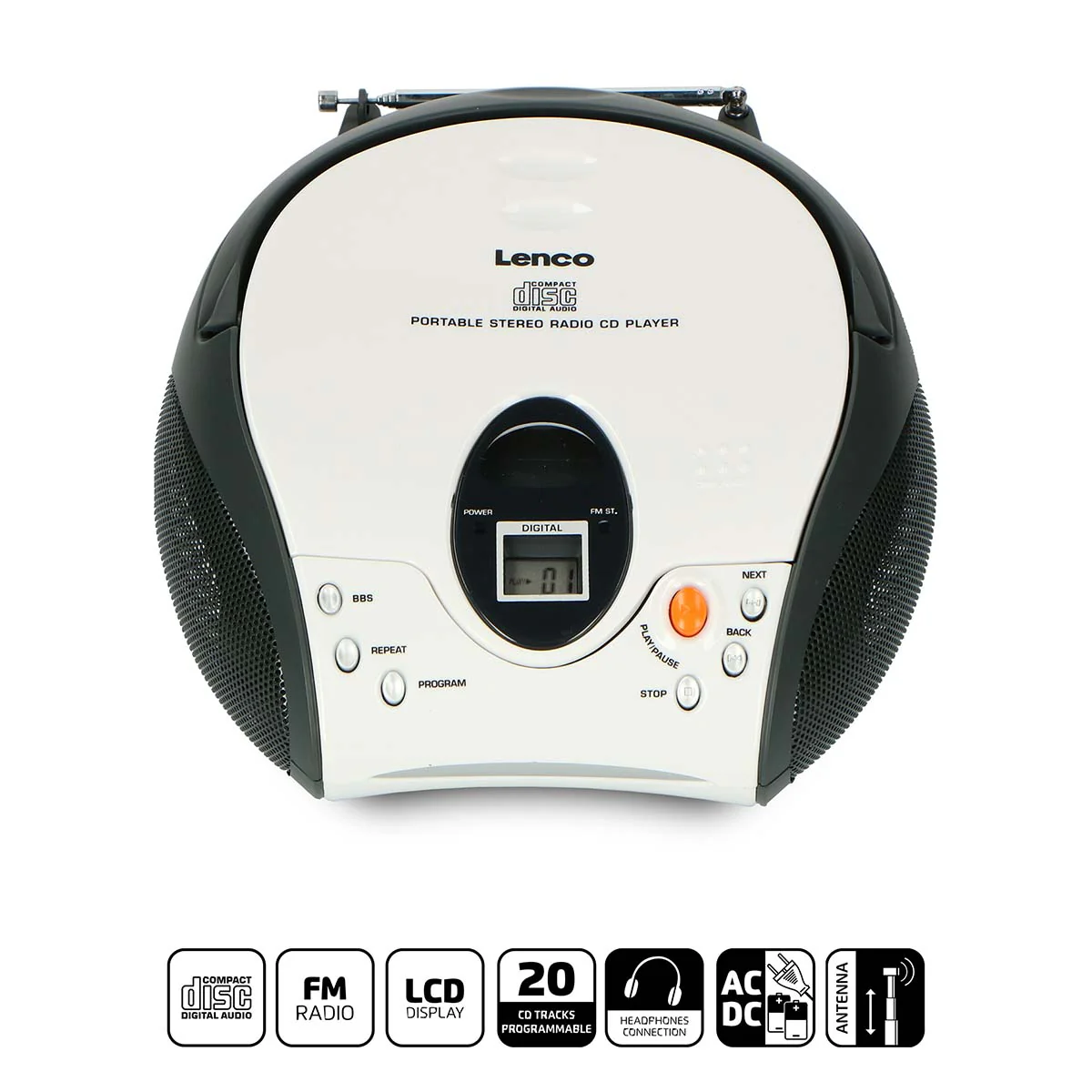 Lenco SCD-24 white - Radio portable avec lecteur CD - Blanc - Image 12