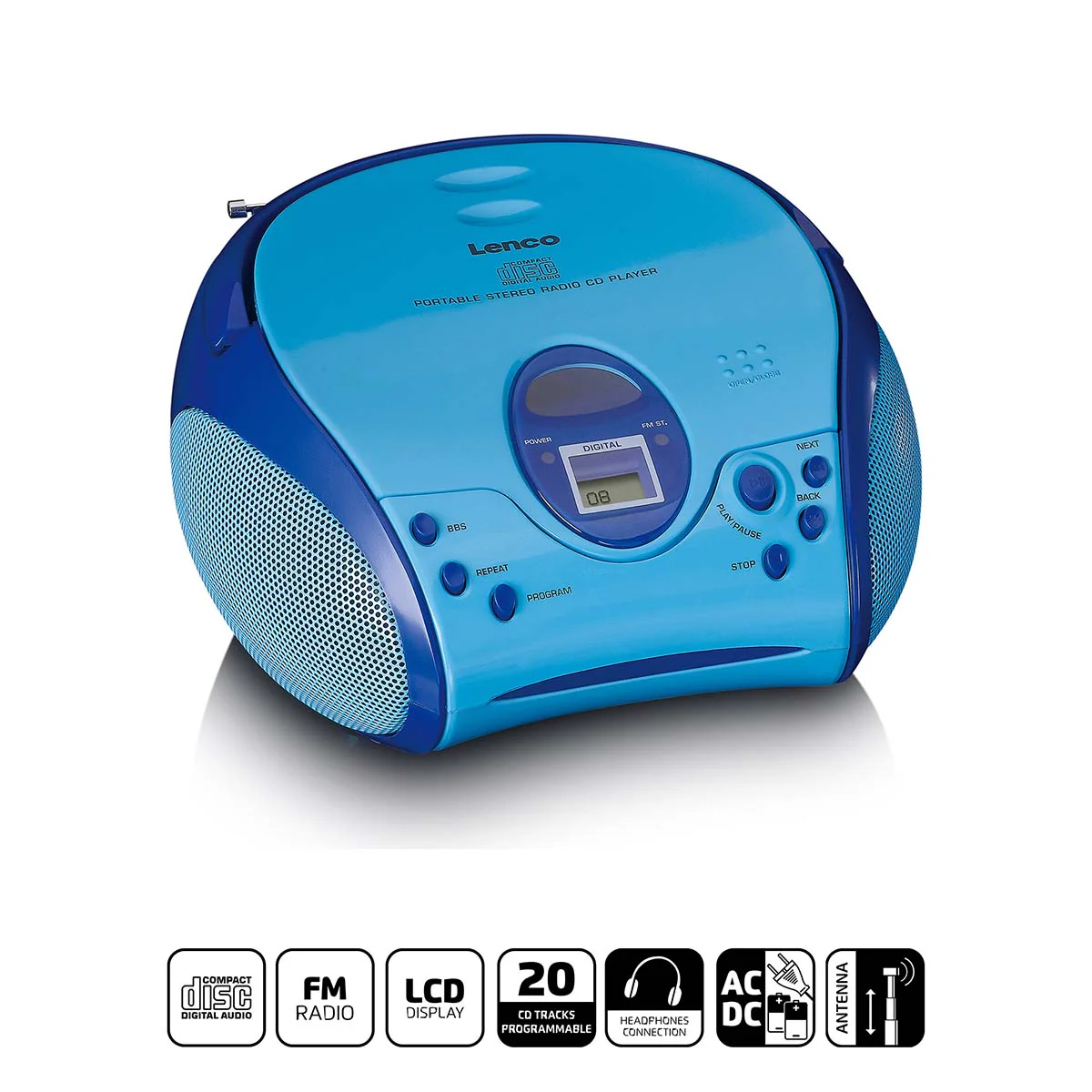 Lenco SCD-24BU kids - Radio portable avec lecteur CD - Bleu - Image 9