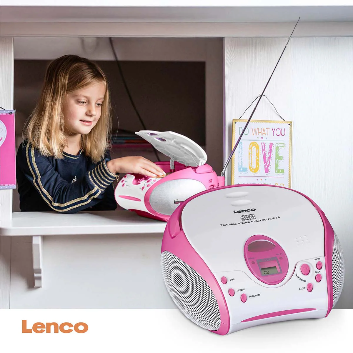 Lenco SCD-24PK kids - Radio portable avec lecteur CD - Rose - Image 12
