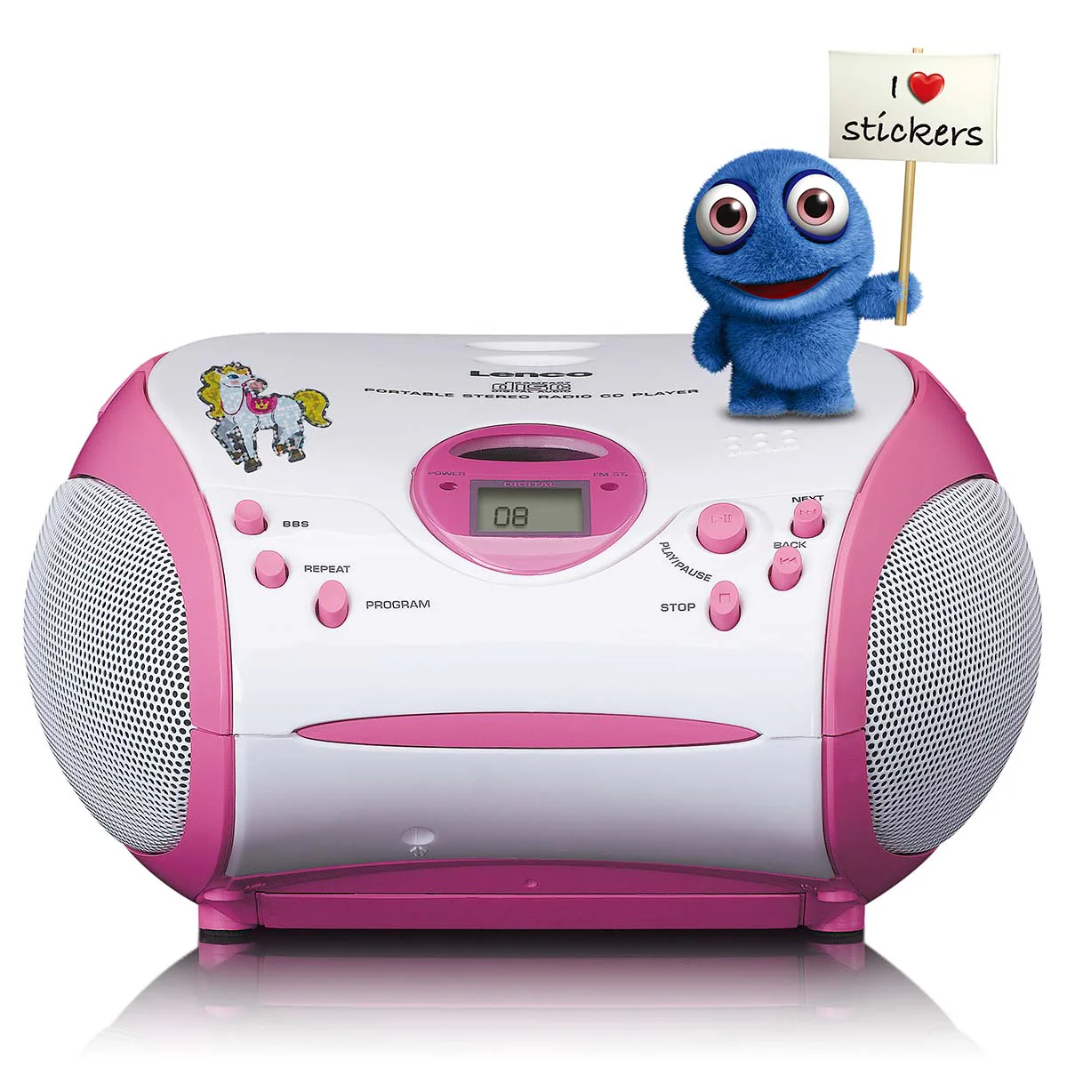 Lenco SCD-24PK kids - Radio portable avec lecteur CD - Rose - Image 4