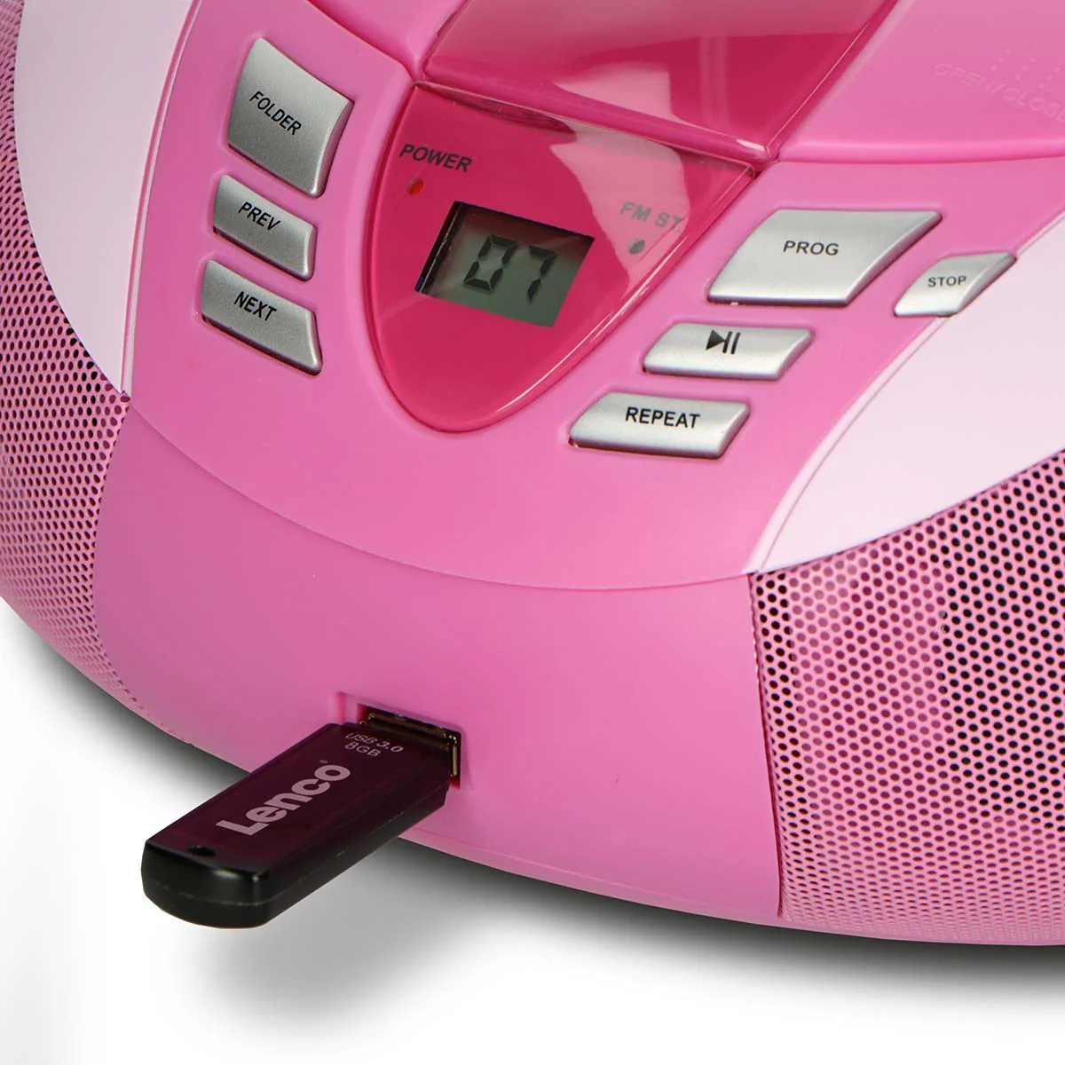 Lenco SCD-37 USB Pink - Radio FM et lecteur CD/USB portable - Rose - Image 10