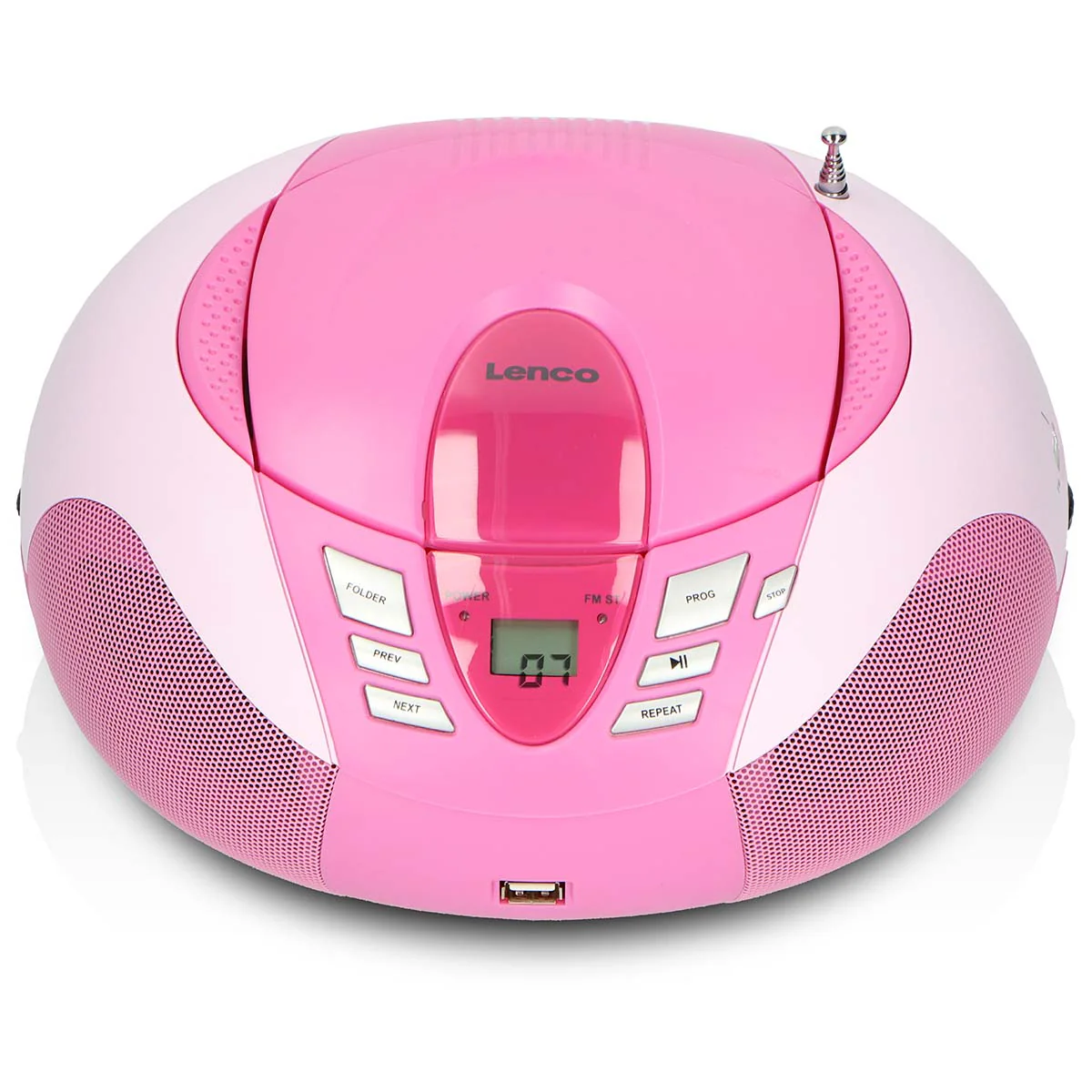 Lenco SCD-37 USB Pink - Radio FM et lecteur CD/USB portable - Rose - Image 3