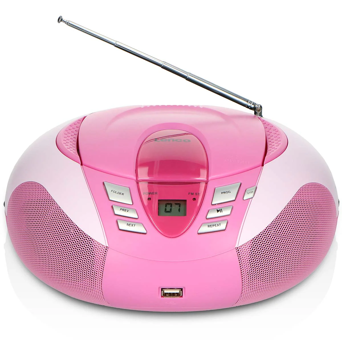Lenco SCD-37 USB Pink - Radio FM et lecteur CD/USB portable - Rose - Image 4