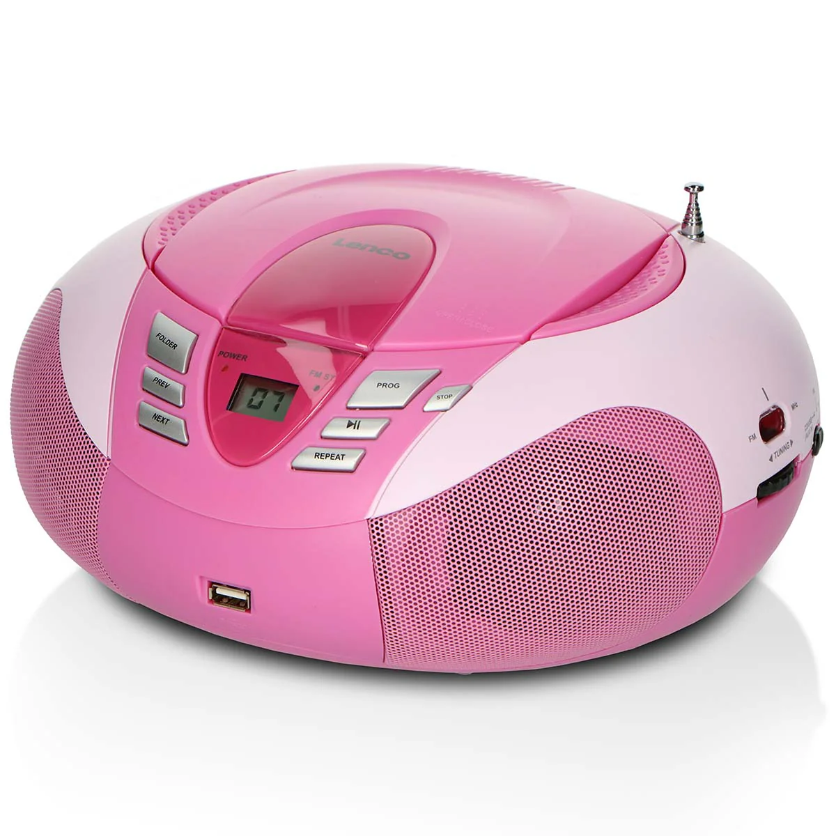Lenco SCD-37 USB Pink - Radio FM et lecteur CD/USB portable - Rose - Image 5