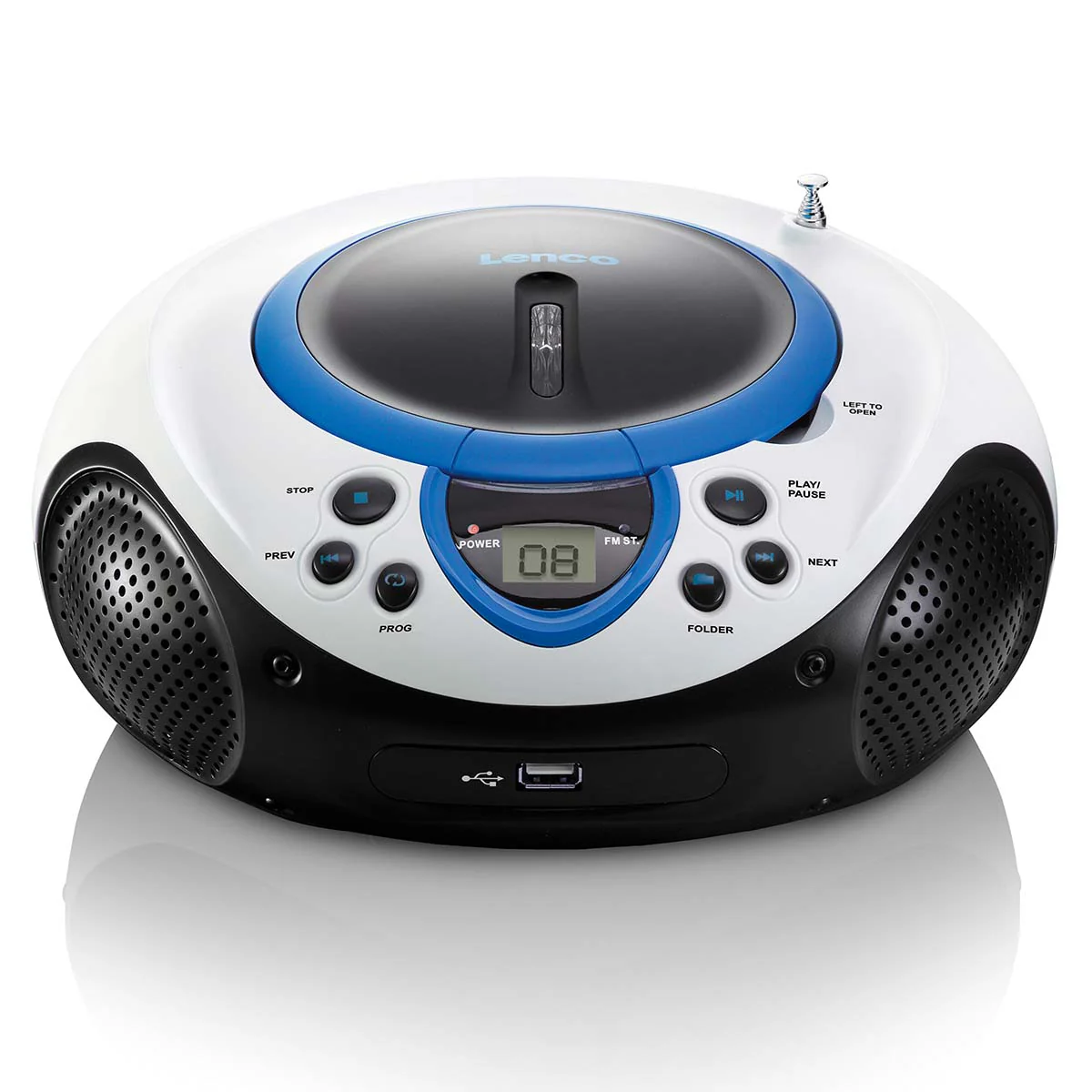 Lenco SCD-38 USB Blue - Radio FM et lecteur CD/USB portable - Bleu - Image 3