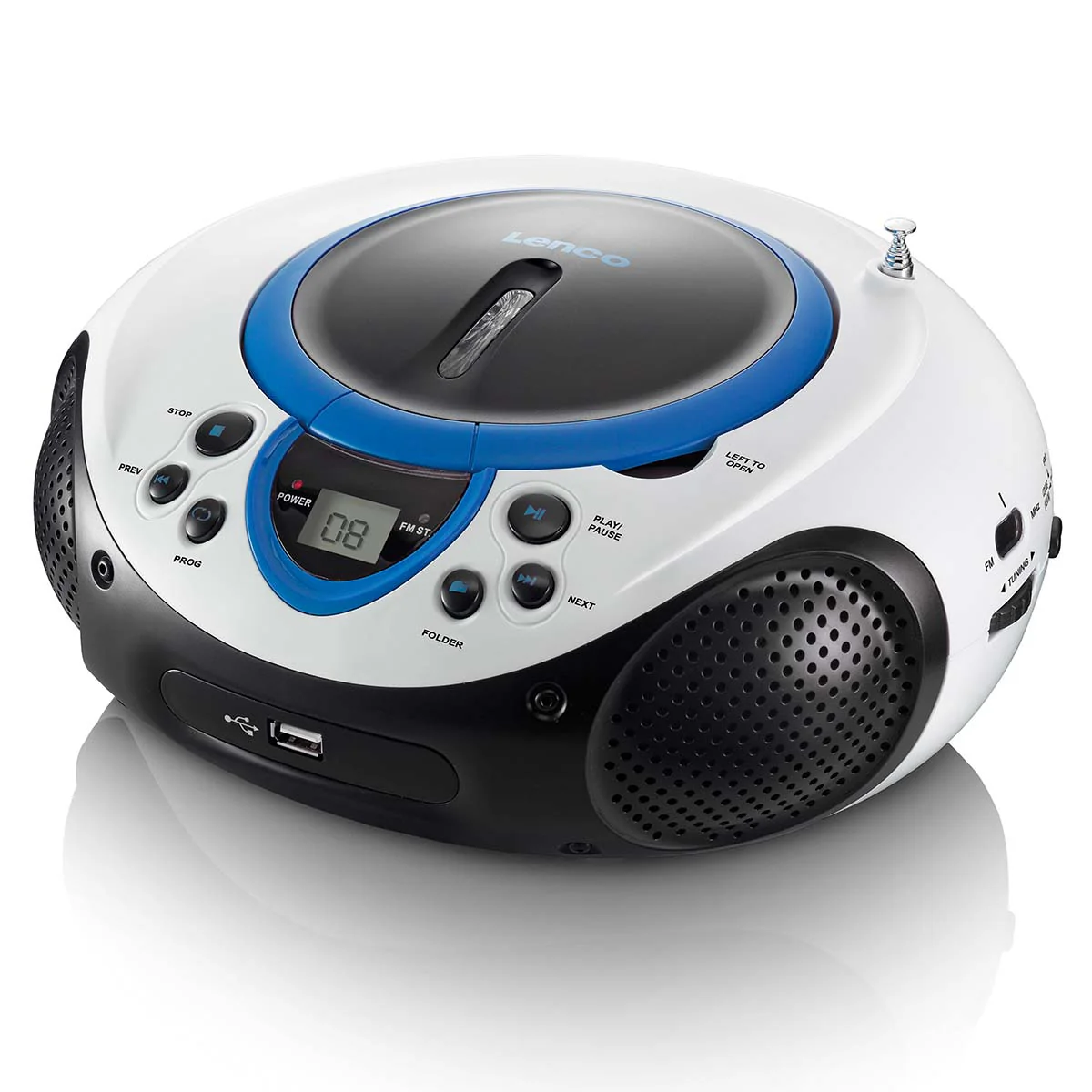 Lenco SCD-38 USB Blue - Radio FM et lecteur CD/USB portable - Bleu - Image 4