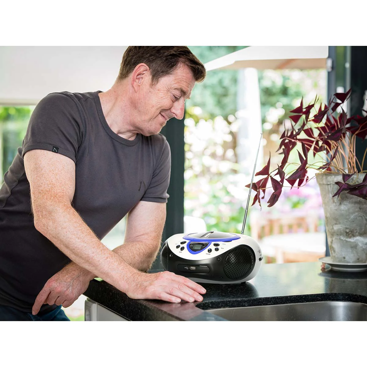 Lenco SCD-38 USB Blue - Radio FM et lecteur CD/USB portable - Bleu - Image 9