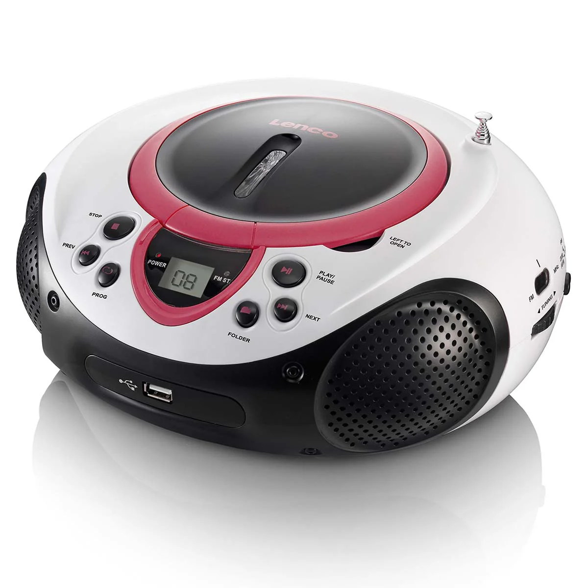 Lenco SCD-38 USB Pink - Radio FM et lecteur CD/USB portable - Rose - Image 4