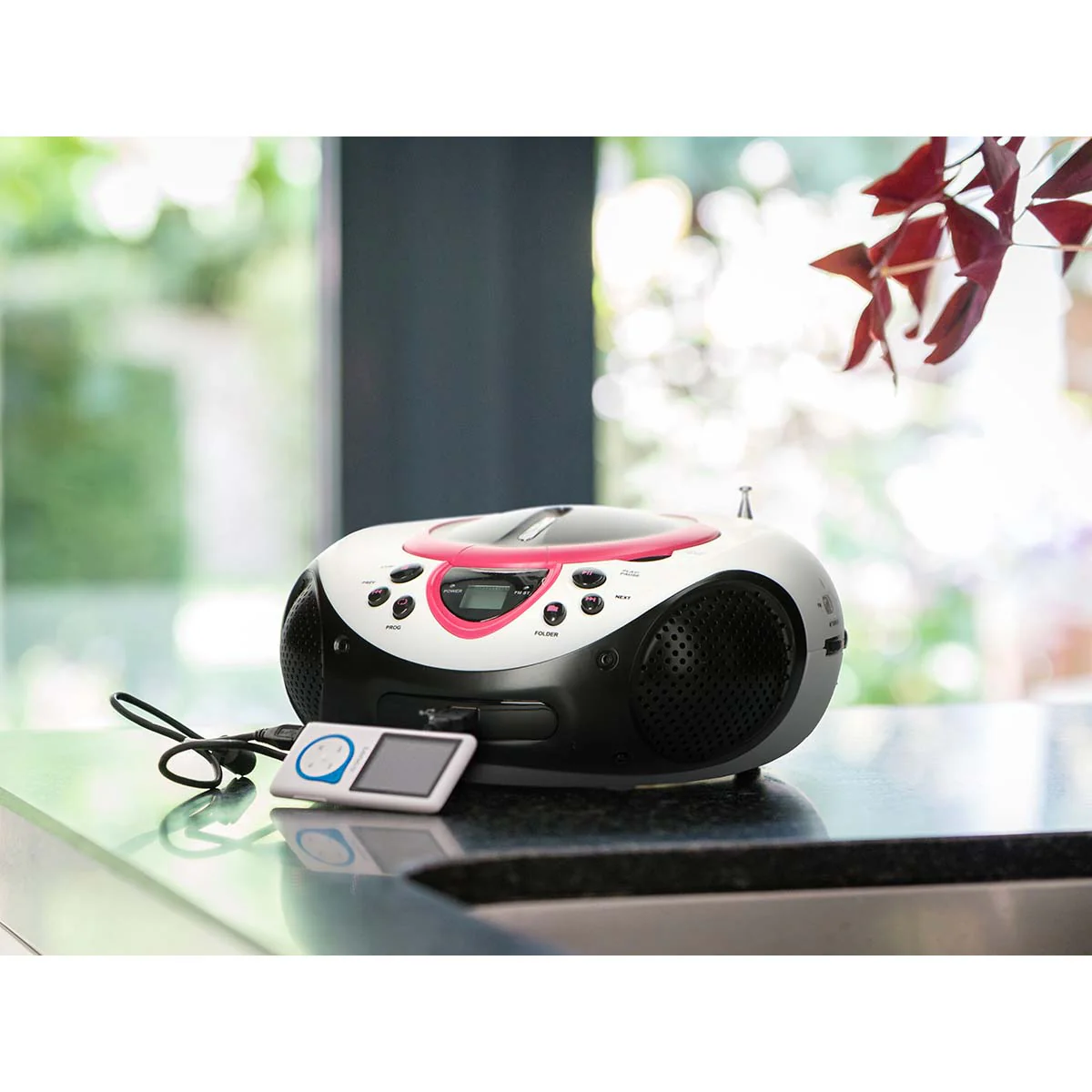 Lenco SCD-38 USB Pink - Radio FM et lecteur CD/USB portable - Rose - Image 6