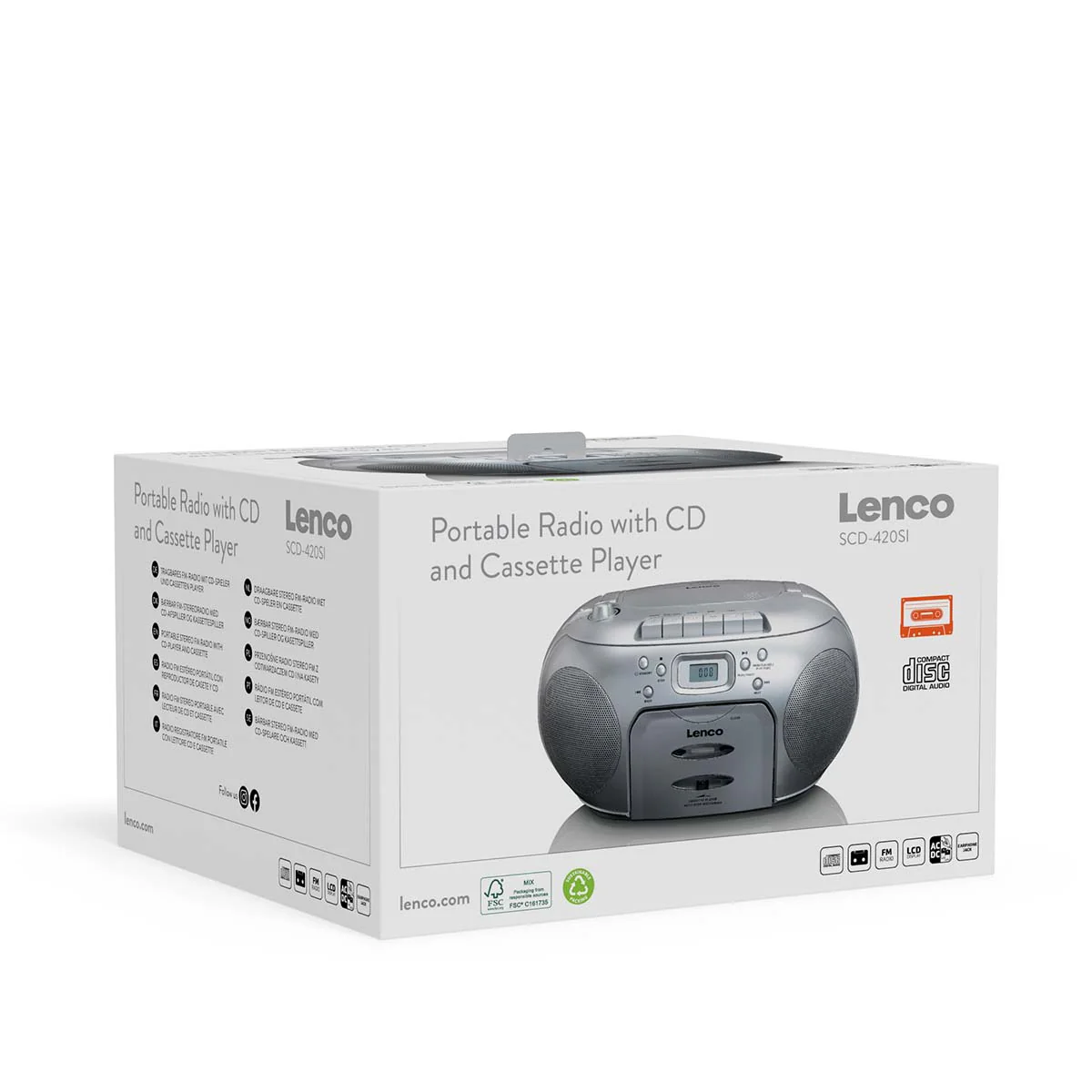 Lenco SCD-420SI - Lecteur CD/radio FM stéréo portable - Argent - Image 14