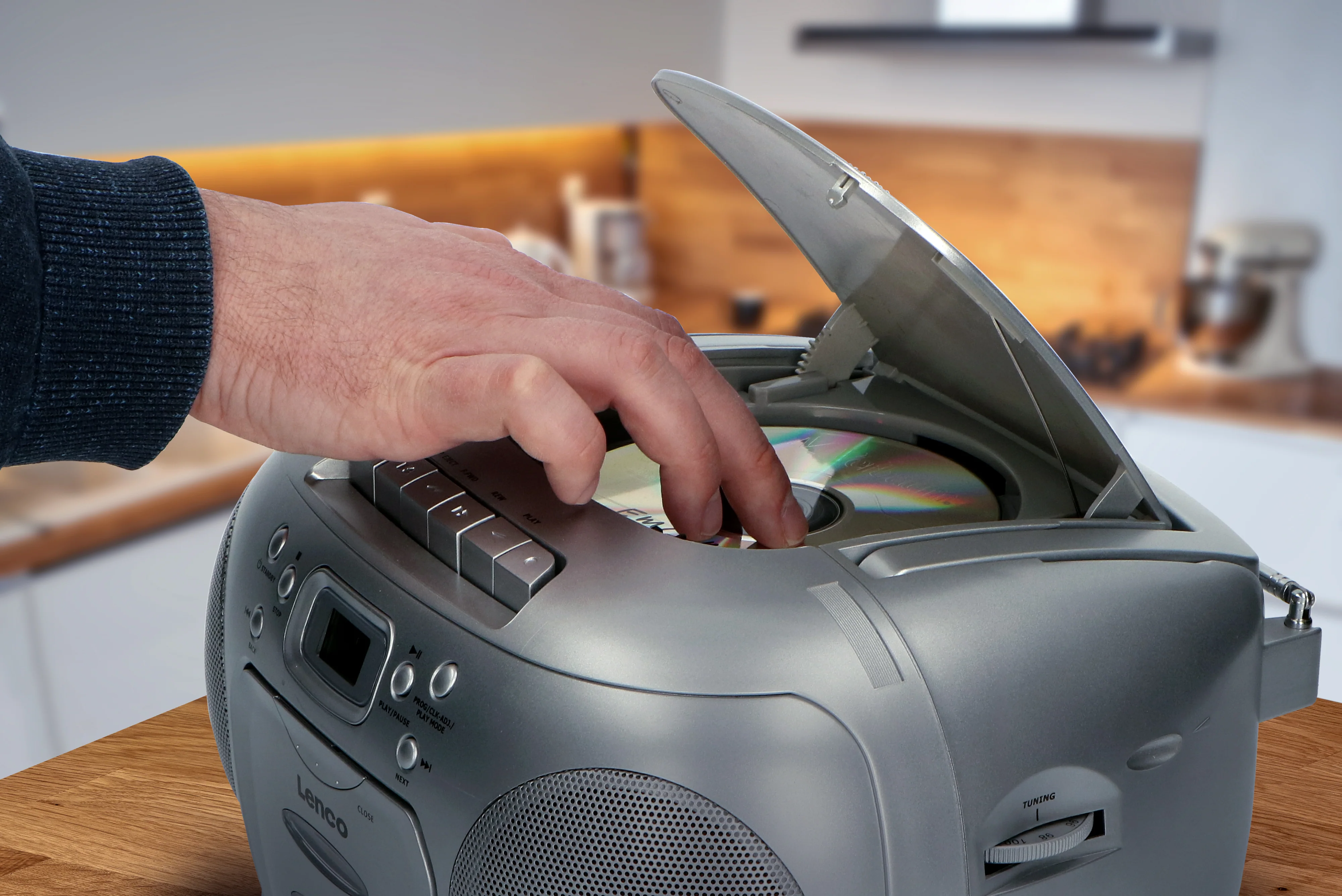 Lenco SCD-420SI - Lecteur CD/radio FM stéréo portable - Argent - Image 19