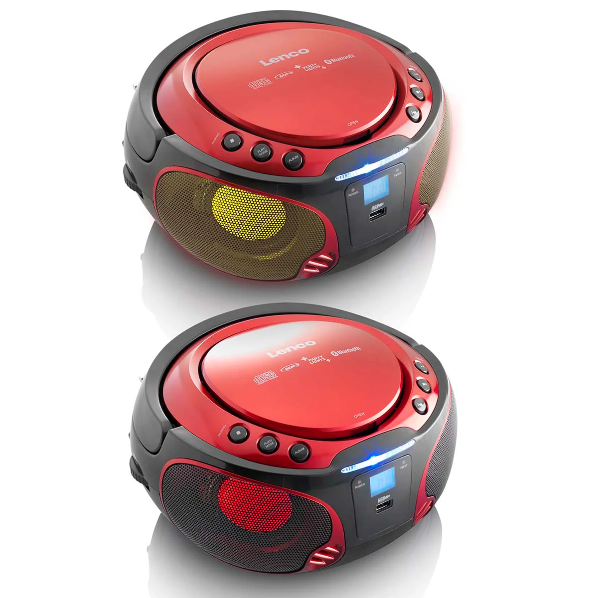 Lenco SCD-550RD - Radio FM et lecteur CD/MP3/USB/Bluetooth® portable avec éclairage LED - Rouge - Image 7