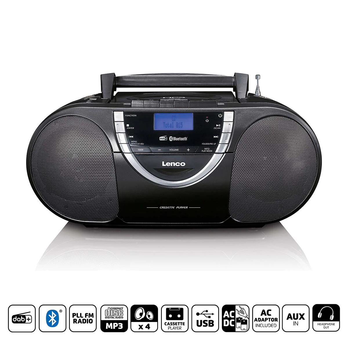 Lenco SCD-6900BK - Radio portable lecteur CD avec DAB+ et casette - Gris - Image 7
