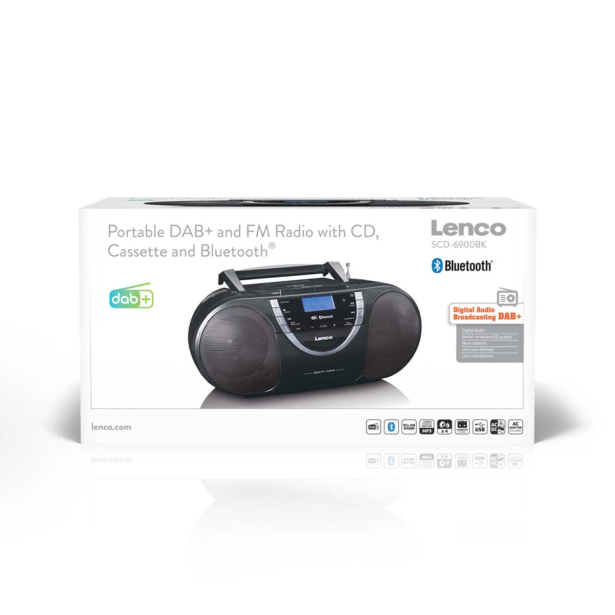 Lenco SCD-6900BK - Radio portable lecteur CD avec DAB+ et casette - Gris - Image 8