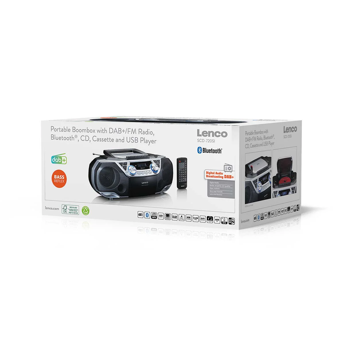 Lenco SCD-720SI - Radio portable DAB+/FM avec Bluetooth®, lecteur CD, cassettes et USB - Argent - Image 13
