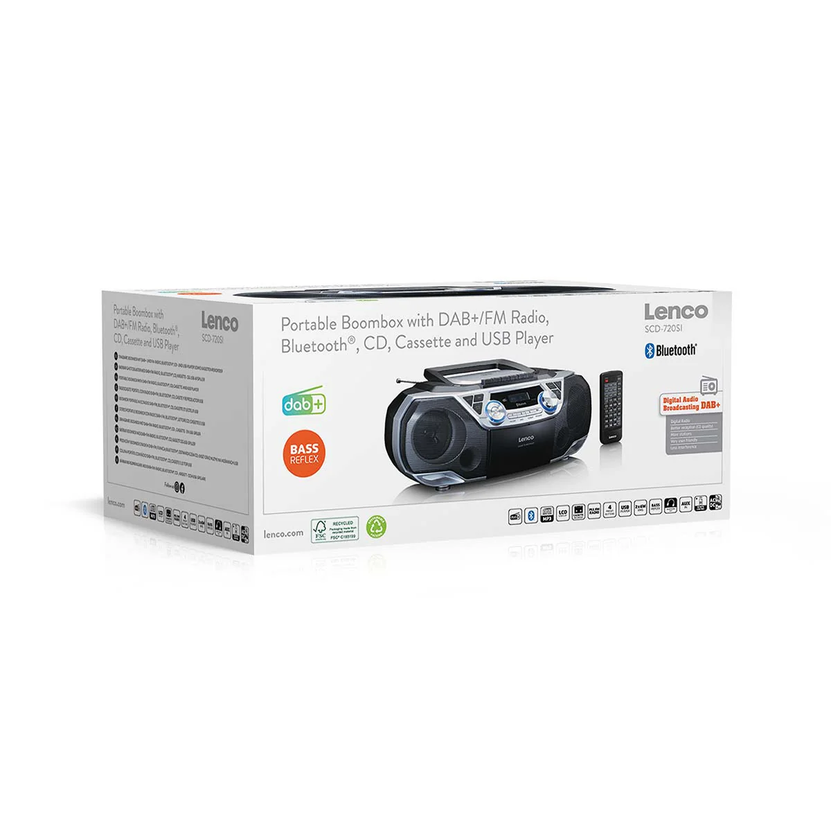 Lenco SCD-720SI - Radio portable DAB+/FM avec Bluetooth®, lecteur CD, cassettes et USB - Argent - Image 14