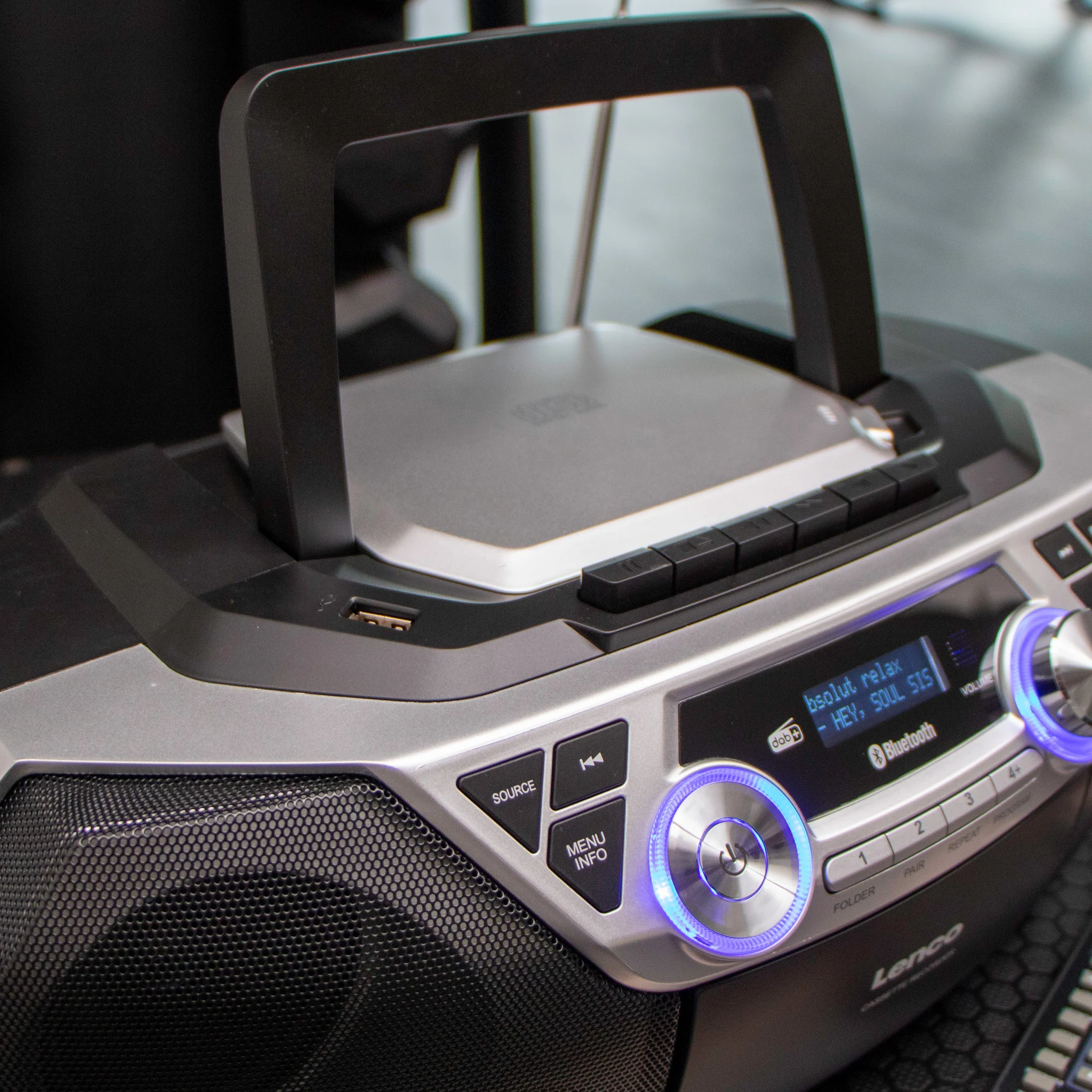 Lenco SCD-720SI - Radio portable DAB+/FM avec Bluetooth®, lecteur CD, cassettes et USB - Argent - Image 18