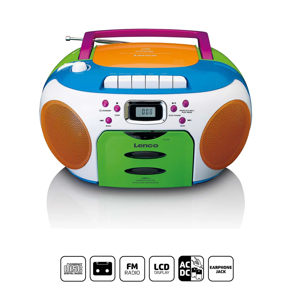 Lenco SCD-971 - Radio portable Lecteur CD et cassette enfants - Multi couleur - Image 8